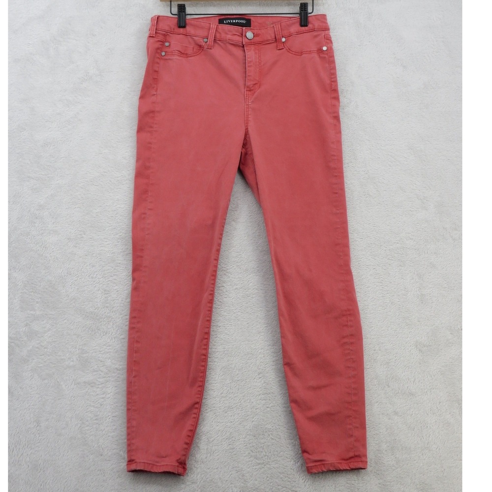 Liverpool The Ankle Legging 10/30 Bossa Nova Coral Red Stretch Pants LM2165TH
